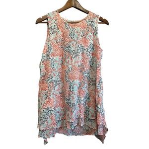 Fever Women's Sleeveless Layered Floral Print Top Blouse Small‎ S